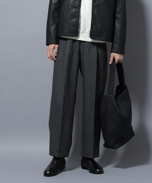 大人のワイドパンツ」シャークスキンイージースラックス（スラックス