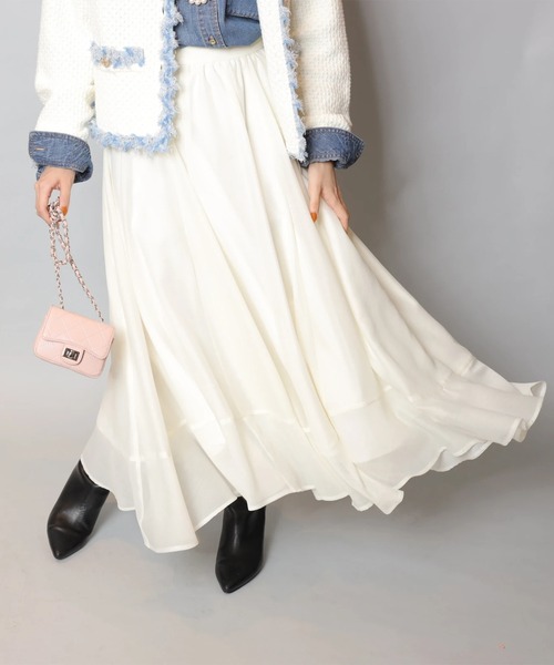 Apuweiser-riche（アプワイザーリッシェ）の「エアリー切替スカート（スカート・レディース・ブルーグレー/オフホワイト・2/1/0）」の9枚目の写真