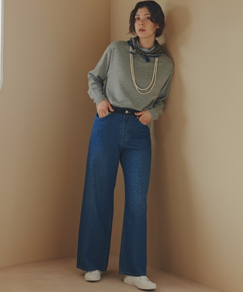 human woman(ヒューマンウーマン)の「◆ソフトデニムセミワイドパンツ(デニムパンツ・レディース・ホワイト/ブルー/ネイビー・SMALL/MEDIUM/LARGE)」の3枚目の写真