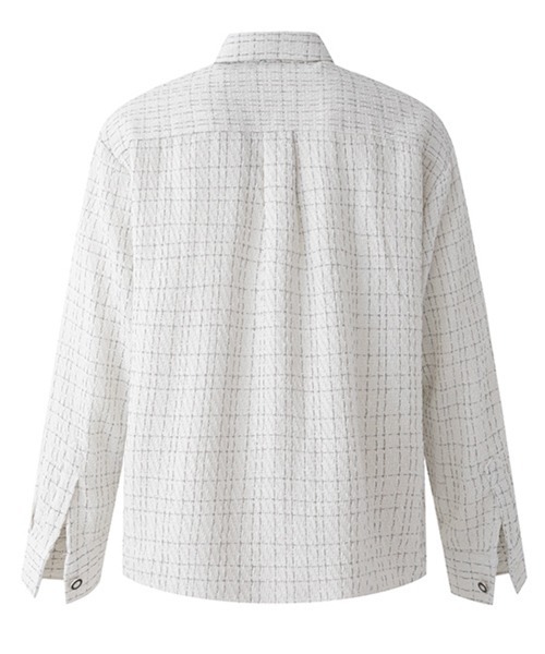 NOWLE(ノウル)の「【NOWLE】ツイードライク 織りチェック柄 長袖 シックボタン シャツ(シャツ/ブラウス・メンズ・ブラック/ホワイト・MEDIUM/LARGE/X-LARGE)」の13枚目の写真