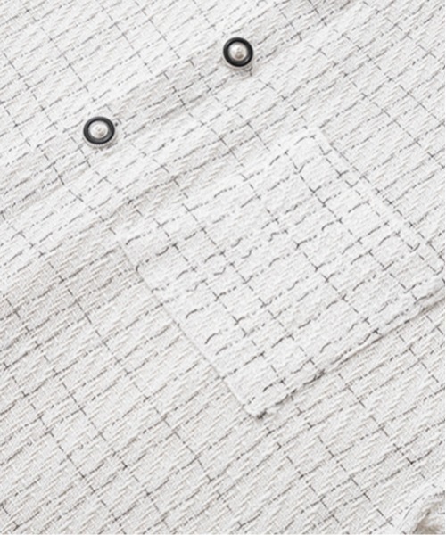 NOWLE(ノウル)の「【NOWLE】ツイードライク 織りチェック柄 長袖 シックボタン シャツ(シャツ/ブラウス・メンズ・ブラック/ホワイト・MEDIUM/LARGE/X-LARGE)」の16枚目の写真