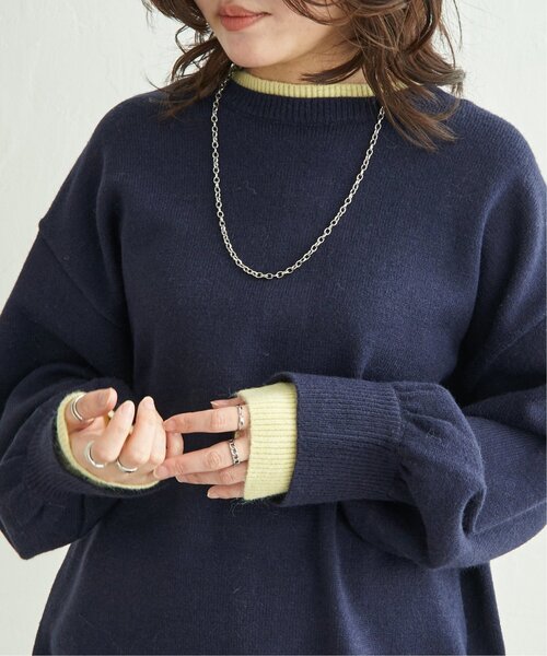 セール】7Gアルパカタッチレイヤードプルオーバー（ニット/セーター