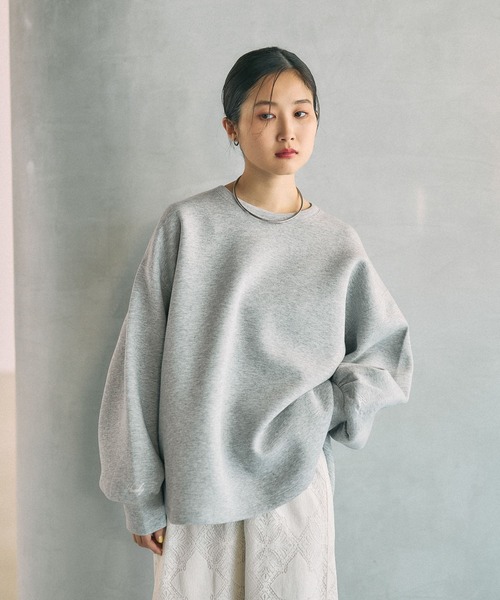 LEPSIM(レプシィム)の「パフエア刺繍プルオーバー 634638(スウェット・レディース・モカ/杢グレー/ピンク・FREE)」の2枚目の写真