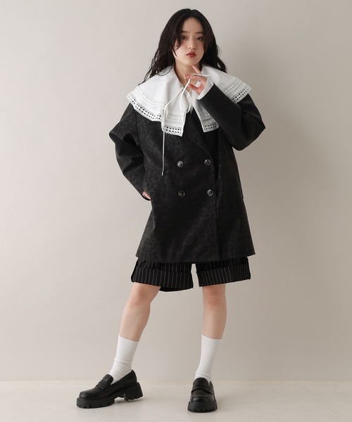 RAGEBLUE（レイジブルー）の「レザーダブルコート（テーラードジャケット・レディース・オフホワイト/ブラック・FREE）」の15枚目の写真