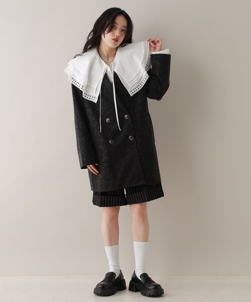 RAGEBLUE（レイジブルー）の「レザーダブルコート（テーラードジャケット・レディース・オフホワイト/ブラック・FREE）」の17枚目の写真