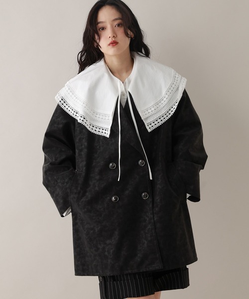 RAGEBLUE（レイジブルー）の「レザーダブルコート（テーラードジャケット・レディース・オフホワイト/ブラック・FREE）」の18枚目の写真