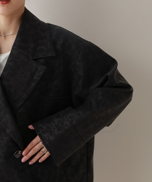 RAGEBLUE（レイジブルー）の「レザーダブルコート（テーラードジャケット・レディース・オフホワイト/ブラック・FREE）」の6枚目の写真