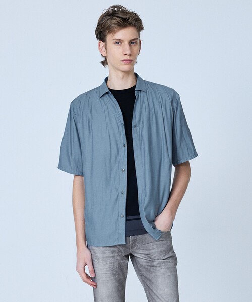 5351 POUR LES HOMMES（ゴーサンゴーイチプールオム）の「【スキッパー】半袖 シャツ（シャツ/ブラウス・メンズ・ホワイト/グレイッシュブルー/ブラック・44/46/48/50）」の3枚目の写真