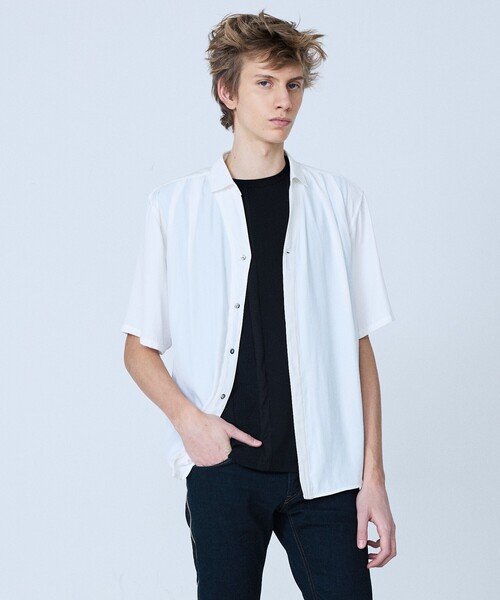 5351 POUR LES HOMMES（ゴーサンゴーイチプールオム）の「【スキッパー】半袖 シャツ（シャツ/ブラウス・メンズ・ホワイト/グレイッシュブルー/ブラック・44/46/48/50）」の16枚目の写真