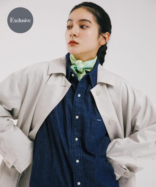 Wrangler（ラングラー）の「『別注』Wrangler×EKAL　LONG-SLEEVEデニムワークシャツ（シャツ/ブラウス・レディース・インディゴブルー/ブラック・FREE）」の2枚目の写真