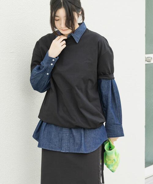 Wrangler（ラングラー）の「『別注』Wrangler×EKAL　LONG-SLEEVEデニムワークシャツ（シャツ/ブラウス・レディース・インディゴブルー/ブラック・FREE）」の5枚目の写真