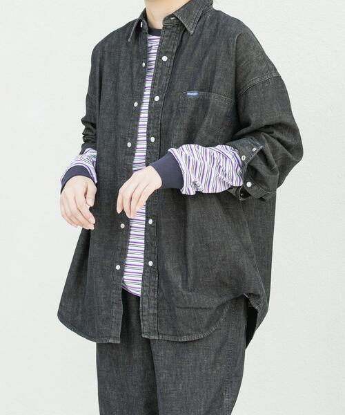 Wrangler（ラングラー）の「『別注』Wrangler×EKAL　LONG-SLEEVEデニムワークシャツ（シャツ/ブラウス・レディース・インディゴブルー/ブラック・FREE）」の20枚目の写真