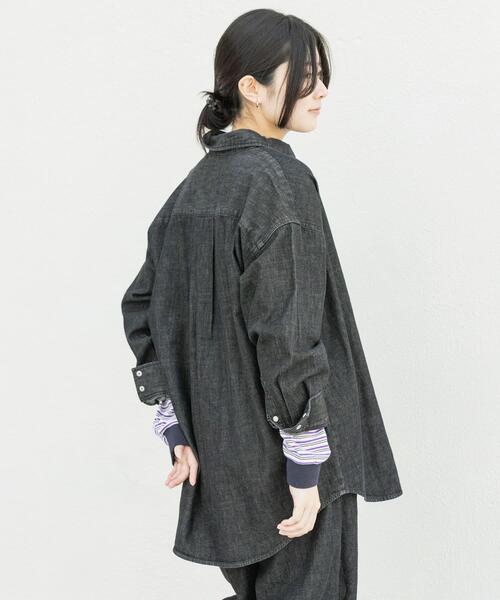 Wrangler（ラングラー）の「『別注』Wrangler×EKAL　LONG-SLEEVEデニムワークシャツ（シャツ/ブラウス・レディース・インディゴブルー/ブラック・FREE）」の21枚目の写真