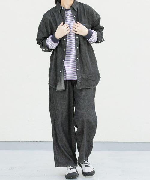 Wrangler（ラングラー）の「『別注』Wrangler×EKAL　LONG-SLEEVEデニムワークシャツ（シャツ/ブラウス・レディース・インディゴブルー/ブラック・FREE）」の22枚目の写真