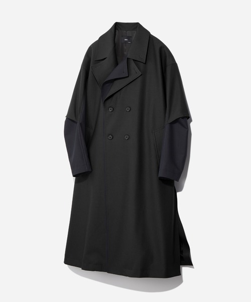 HARE（ハレ）の「レイヤードダブルコート(HARE)（トレンチコート・メンズ・ブルー/ブラック/ベージュ・MEDIUM/SMALL）」の2枚目の写真