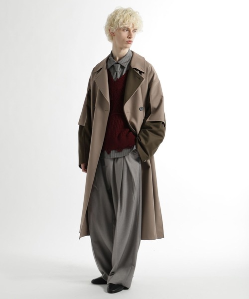 HARE（ハレ）の「レイヤードダブルコート(HARE)（トレンチコート・メンズ・ブルー/ブラック/ベージュ・MEDIUM/SMALL）」の5枚目の写真