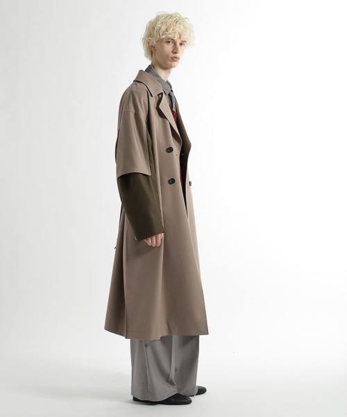 HARE（ハレ）の「レイヤードダブルコート(HARE)（トレンチコート・メンズ・ブルー/ブラック/ベージュ・MEDIUM/SMALL）」の6枚目の写真