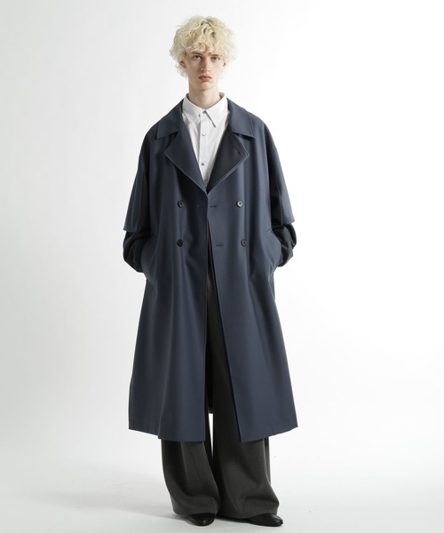 HARE（ハレ）の「レイヤードダブルコート(HARE)（トレンチコート・メンズ・ブルー/ブラック/ベージュ・MEDIUM/SMALL）」の9枚目の写真