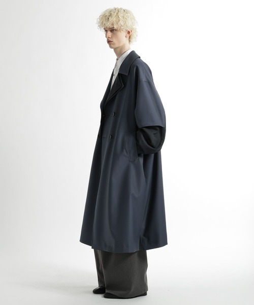 HARE（ハレ）の「レイヤードダブルコート(HARE)（トレンチコート・メンズ・ブルー/ブラック/ベージュ・MEDIUM/SMALL）」の10枚目の写真