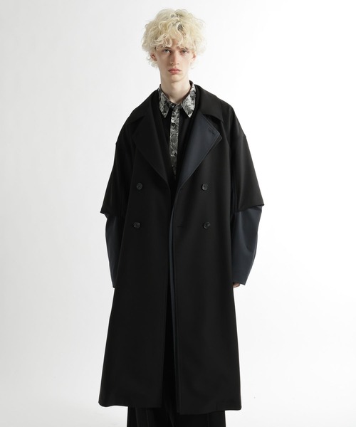 HARE（ハレ）の「レイヤードダブルコート(HARE)（トレンチコート・メンズ・ブルー/ブラック/ベージュ・MEDIUM/SMALL）」の11枚目の写真