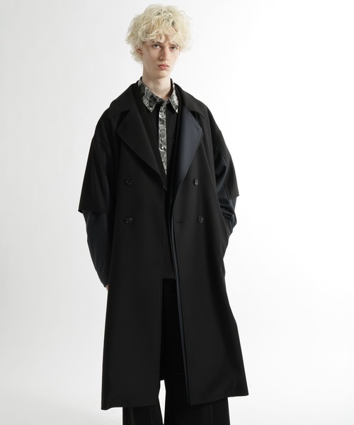 HARE（ハレ）の「レイヤードダブルコート(HARE)（トレンチコート・メンズ・ブルー/ブラック/ベージュ・MEDIUM/SMALL）」の12枚目の写真