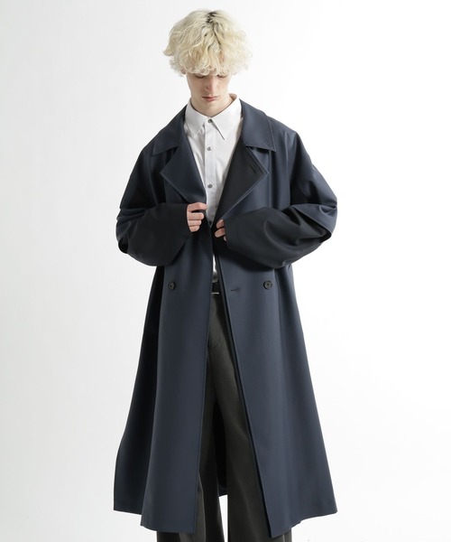 HARE（ハレ）の「レイヤードダブルコート(HARE)（トレンチコート・メンズ・ブルー/ブラック/ベージュ・MEDIUM/SMALL）」の16枚目の写真