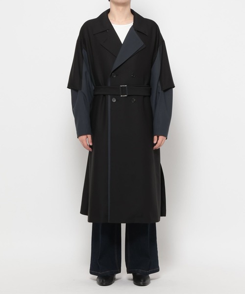 HARE（ハレ）の「レイヤードダブルコート(HARE)（トレンチコート・メンズ・ブルー/ブラック/ベージュ・MEDIUM/SMALL）」の17枚目の写真