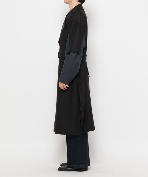 HARE（ハレ）の「レイヤードダブルコート(HARE)（トレンチコート・メンズ・ブルー/ブラック/ベージュ・MEDIUM/SMALL）」の18枚目の写真