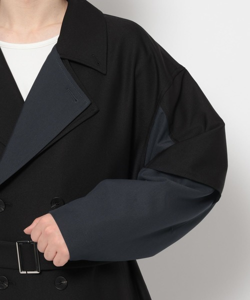 HARE（ハレ）の「レイヤードダブルコート(HARE)（トレンチコート・メンズ・ブルー/ブラック/ベージュ・MEDIUM/SMALL）」の21枚目の写真