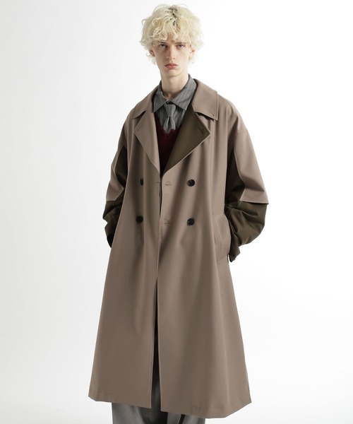 HARE（ハレ）の「レイヤードダブルコート(HARE)（トレンチコート・メンズ・ブルー/ブラック/ベージュ・MEDIUM/SMALL）」の15枚目の写真