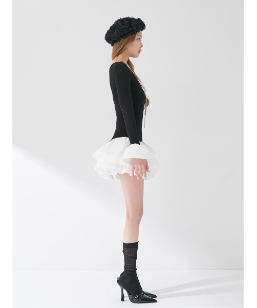 Darich(ダーリッチ)の「デザインネックリボンミニワンピース(ワンピース・レディース・グレー/ブラック/ベージュ・FREE)」の13枚目の写真