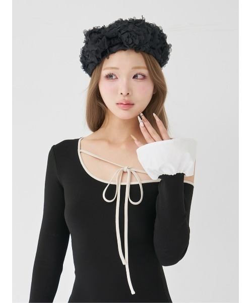 Darich(ダーリッチ)の「デザインネックリボンミニワンピース(ワンピース・レディース・グレー/ブラック/ベージュ・FREE)」の17枚目の写真