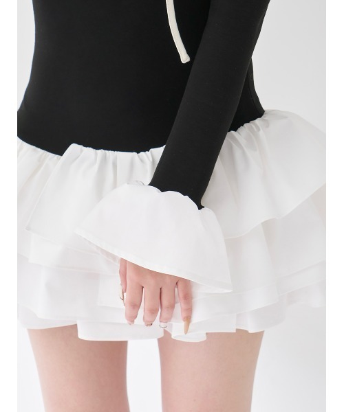 Darich(ダーリッチ)の「デザインネックリボンミニワンピース(ワンピース・レディース・グレー/ブラック/ベージュ・FREE)」の21枚目の写真