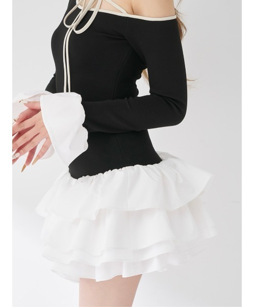 デザインネックリボンミニワンピース（ワンピース）｜Darich