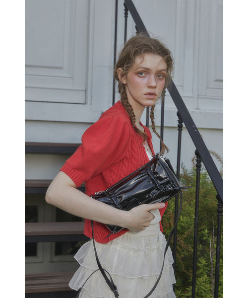 LETERIE(レテリー)の「SHIRRING RIBBON BAG_BLACK(メッセンジャーバッグ・レディース・ブラック・FREE)」の1枚目の写真