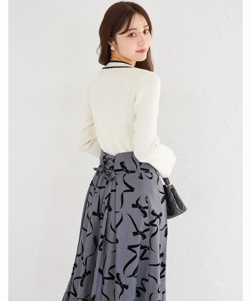 tocco closet(トッコ クローゼット)の「バックレースアップフロッキーリボンスカート(スカート・レディース・グレー/ベージュ・M)」の10枚目の写真