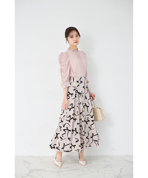 tocco closet(トッコ クローゼット)の「バックレースアップフロッキーリボンスカート(スカート・レディース・グレー/ベージュ・M)」の12枚目の写真
