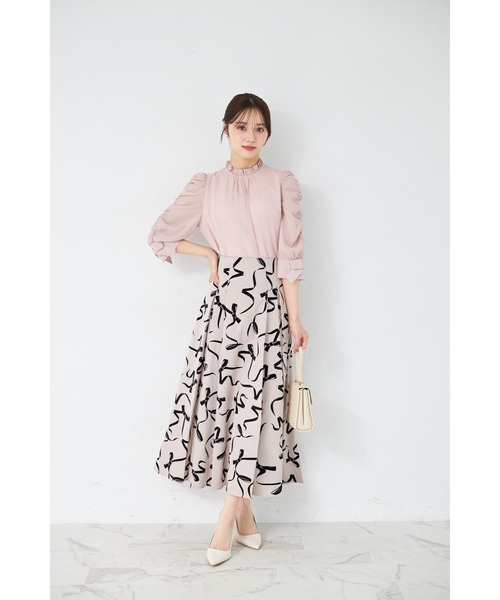 tocco closet(トッコ クローゼット)の「バックレースアップフロッキーリボンスカート(スカート・レディース・グレー/ベージュ・M)」の13枚目の写真
