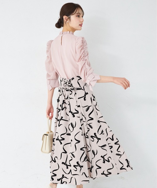 tocco closet(トッコ クローゼット)の「バックレースアップフロッキーリボンスカート(スカート・レディース・グレー/ベージュ・M)」の17枚目の写真