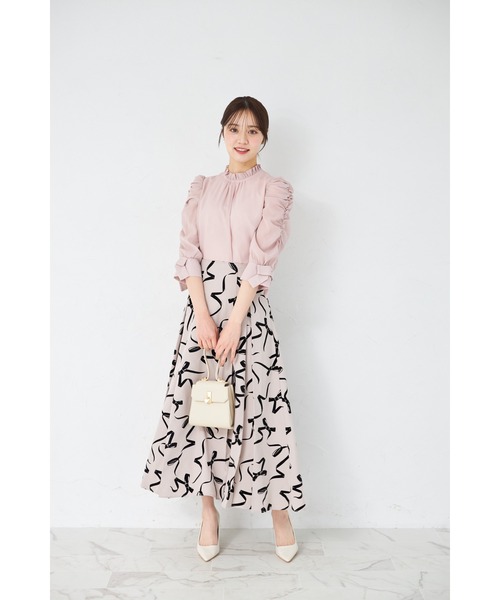 tocco closet(トッコ クローゼット)の「バックレースアップフロッキーリボンスカート(スカート・レディース・グレー/ベージュ・M)」の11枚目の写真
