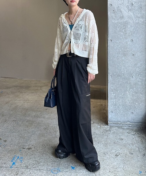 PAGEBOY（ページボーイ）の「クロシェライクZIPパーカー（パーカー・レディース・ブラック/オフホワイト/チャコールグレー/レッド・FREE）」の7枚目の写真