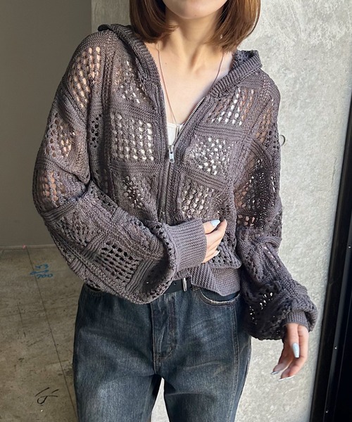 PAGEBOY（ページボーイ）の「クロシェライクZIPパーカー（パーカー・レディース・ブラック/オフホワイト/チャコールグレー/レッド・FREE）」の20枚目の写真