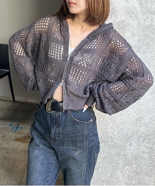 PAGEBOY（ページボーイ）の「クロシェライクZIPパーカー（パーカー・レディース・ブラック/オフホワイト/チャコールグレー/レッド・FREE）」の21枚目の写真