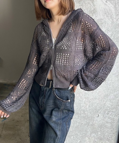 PAGEBOY（ページボーイ）の「クロシェライクZIPパーカー（パーカー・レディース・ブラック/オフホワイト/チャコールグレー/レッド・FREE）」の22枚目の写真