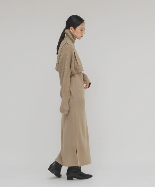 セール】ハーフZIPレイヤードニットワンピース（ワンピース）｜KBF