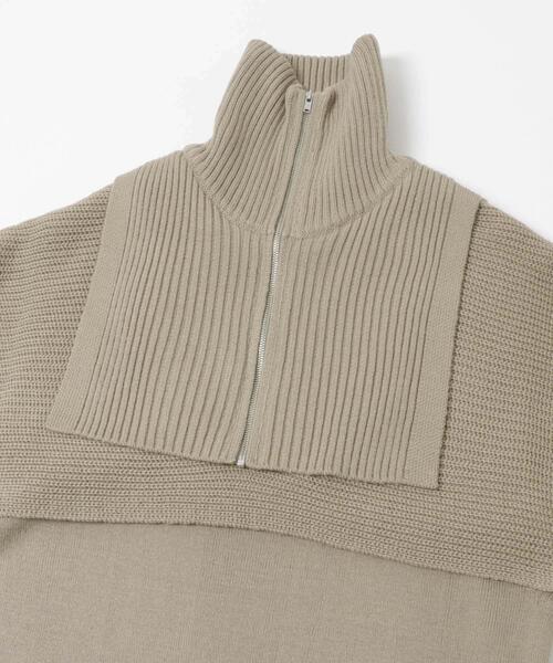 KBF(ケイビーエフ)の「ハーフZIPレイヤードニットワンピース(ワンピース・レディース・ベージュ/チャコールグレー・ONE)」の11枚目の写真