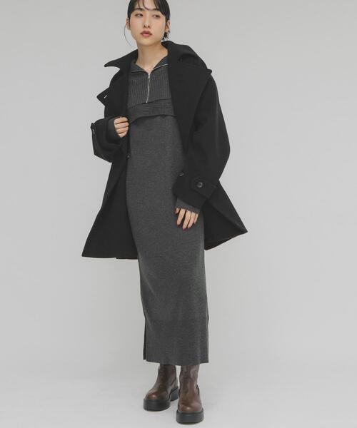 KBF(ケイビーエフ)の「ハーフZIPレイヤードニットワンピース(ワンピース・レディース・ベージュ/チャコールグレー・ONE)」の13枚目の写真