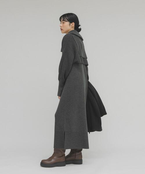 KBF(ケイビーエフ)の「ハーフZIPレイヤードニットワンピース(ワンピース・レディース・ベージュ/チャコールグレー・ONE)」の16枚目の写真