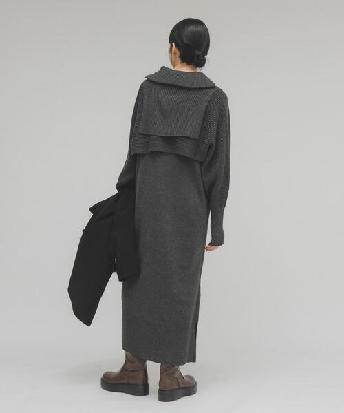 KBF(ケイビーエフ)の「ハーフZIPレイヤードニットワンピース(ワンピース・レディース・ベージュ/チャコールグレー・ONE)」の17枚目の写真