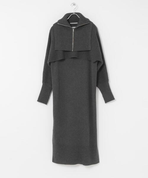 KBF(ケイビーエフ)の「ハーフZIPレイヤードニットワンピース(ワンピース・レディース・ベージュ/チャコールグレー・ONE)」の18枚目の写真